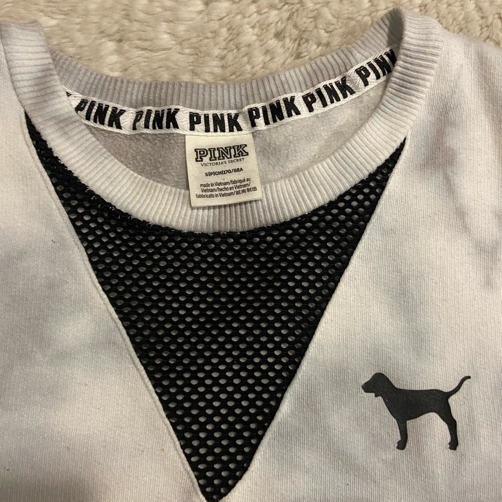PINK sweater tie dye S grey mesh neck soft comfortable warm oversized